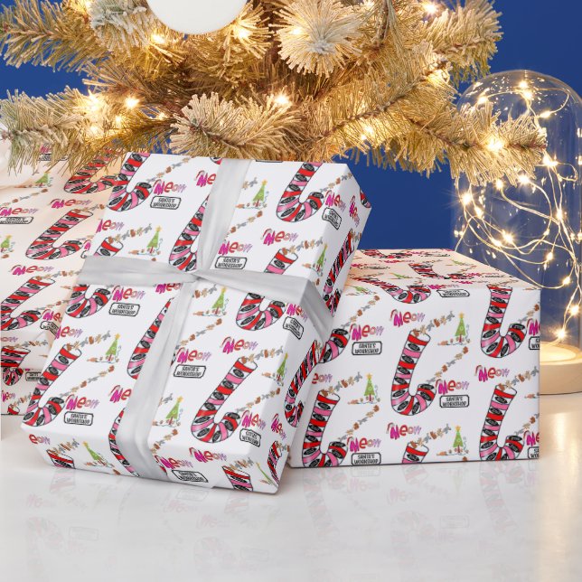 Regalo Navidades envueltos de papel con canas de gato (Vacaciones)