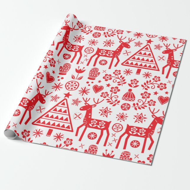Regalo Navidades ESCÁNDINAVIANOS DE papel de envolvimient (Desenrollado)