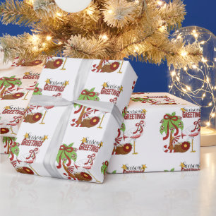 Regalo Navidades Flamingo Papel de envolver para vacacion
