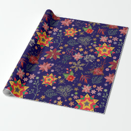 Regalo Navidades florales festivos - Papel de envolvimien