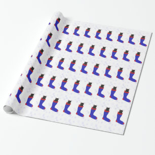 Regalo Navidades gatos aletean papel envolvimiento de cop