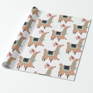 Regalo Navidades Llama papel de envoltura