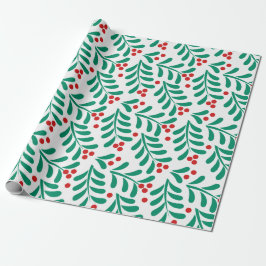 Regalo Navidades mistletoe berriesPattern Papel de envolv