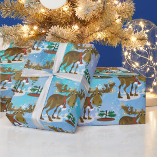 Regalo Navidades Moose impresión más pequeña Papel de 