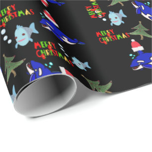 Regalo Navidades negros Papel de envolvimiento de peces d