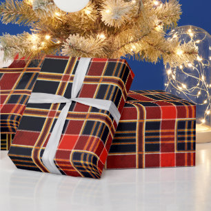 Regalo Navidades Oro/Negro/Rojo Papel de envolver