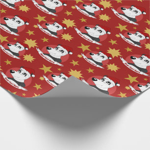Regalo Navidades panda personalizado papel de envoltura