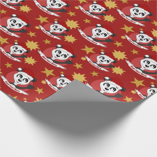 Regalo Navidades panda personalizado papel de envoltura