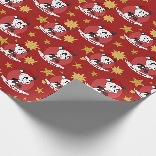 Regalo Navidades panda personalizado papel de envoltura (Esquina)