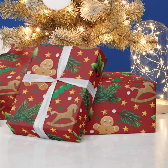 Regalo Navidades Papel de envoltura con patrón Gingerbrea (Vacaciones)