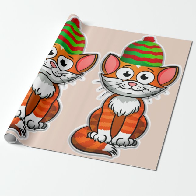 Regalo navidades papel de envoltura de gatitos (Desenrollado)