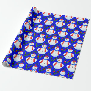 Regalo navidades papel de envoltura de muñecos de nieve