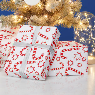 Regalo Navidades papel de envoltura de patrón de caña de 