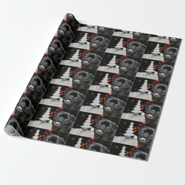 Regalo Navidades Pug Papel envoltorio de perro (Desenrollado)