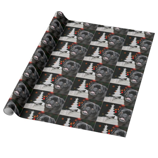 Regalo Navidades Pug Papel envoltorio de perro (Desenrollado)