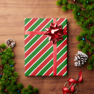 Regalo Navidades rayas rojas y verdes Papel de envolver