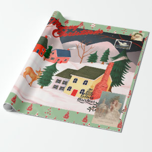 Regalo NAVIDADES RETRO INVIERNO VILLAGE Papel de ajuste
