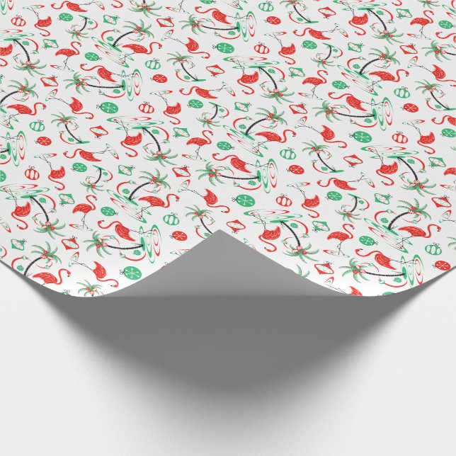 Regalo Navidades rojos Flamingo Papel de envoltura múltip (Esquina)