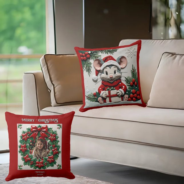 Regalo navideño y Cojín decorativo del ratón (Subido por el creador)
