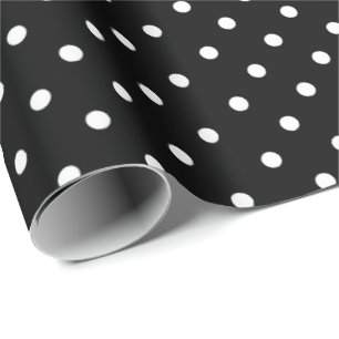 Regalo Negra   Papel de ajuste de puntos de polka blanca