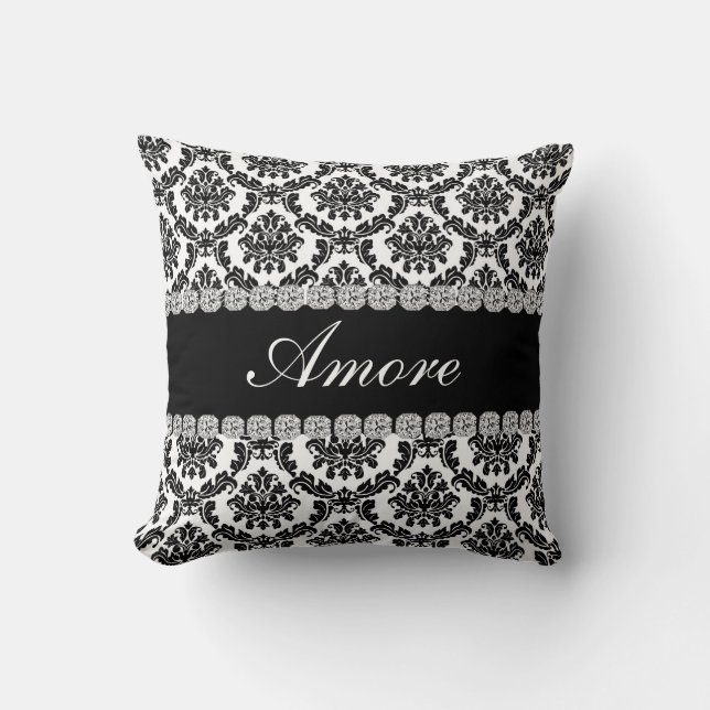 Regalo NEGRO de la almohada   AMORE de la mirada (Anverso)