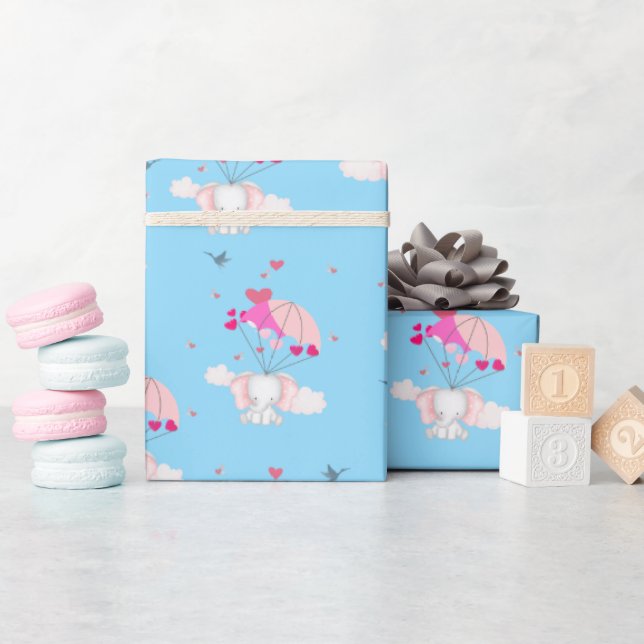 Regalo Nelly en papel de envolvimiento azul (Baby Shower)