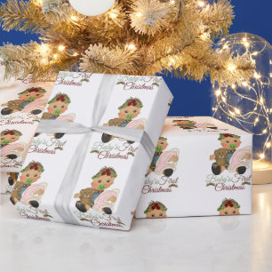 Regalo Niñas bebés Primer papel de envolvimiento de Navid