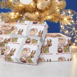 Regalo Niñas bebés Primer papel de envolvimiento de Navid