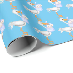 Regalo Niños gemelos con papel envolvente de cigüeñas