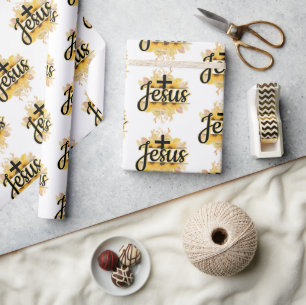 Regalo Nombre de Jesús con girasoles y papel de envolvimi