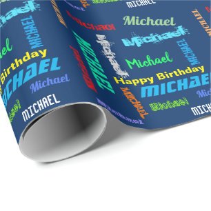 Regalo NOMBRE Repetido Feliz cumpleaños Papel de ajuste