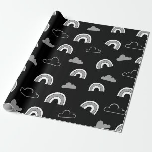 Regalo Nubes grises y arcoíris sobre papel de envolver ne