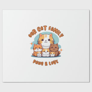 Regalo "Nuestra Familia de Gatos Patas y Amor Papel de Re