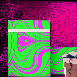 Regalo ondas fluorescentes papel de envoltura de patrones