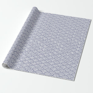 Regalo Ondas japonesas, azules marinos en el papel de