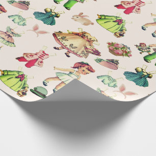 Regalo Orejas de conejo con muñeca de papel vintage y atu