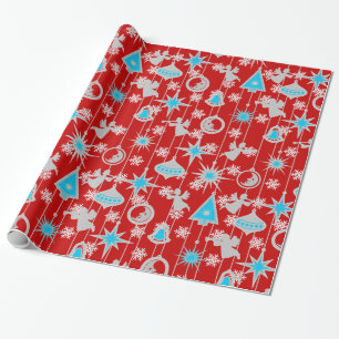 Regalo Ornamentos de Navidad Azul Papel de envolver rojo