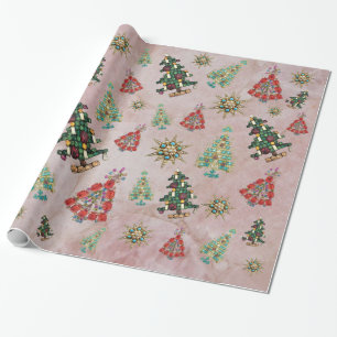 Regalo Ornamentos navideños sobre papel de relleno de cua