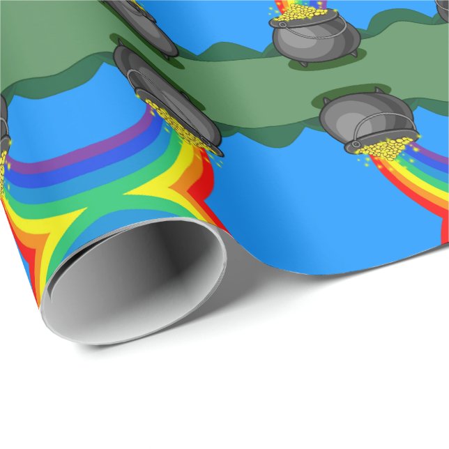 Regalo Oro y papel de envolvimiento de arcoiris (Esquina del rollo)