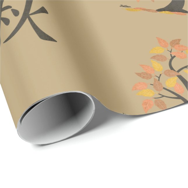 Regalo Otoño (秋) Hojas de árbol de otoño Papel de envolve (Esquina del rollo)