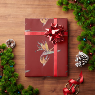 Regalo Pájaro de papel de envolvimiento floral de paraíso