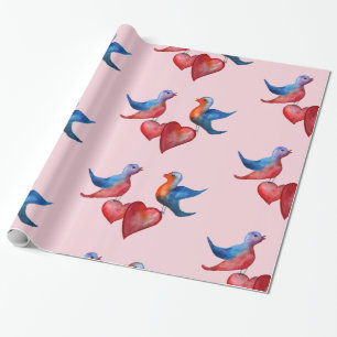 Regalo Pájaros de Amor, Pájaros de Acuarela  Papel de Reg