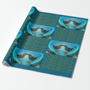 REGALO PÁJAROS DE AMOR - PAPEL DE ENVOLVER AZUL