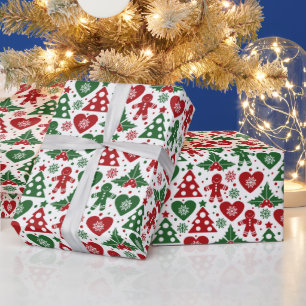 Regalo Pan de jengibre, corazón y árboles envueltos papel