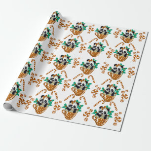 Regalo Panda Navidades Papel de envoltura marrón