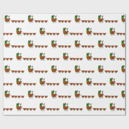 Regalo Papá Noel y papel de embalaje de los pollos