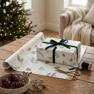 Regalo Papel Acuarela Botánico de Invierno Marfil Elegant