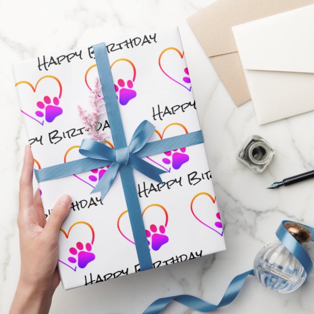 Regalo Papel arcoiris de cumpleaños impreso con corazón (Regalar)