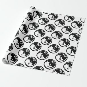 Regalo Papel blanco brillante de papel negro Dragón
