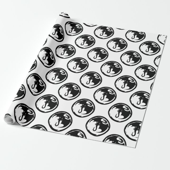 Regalo Papel blanco brillante de papel negro Dragón (Desenrollado)